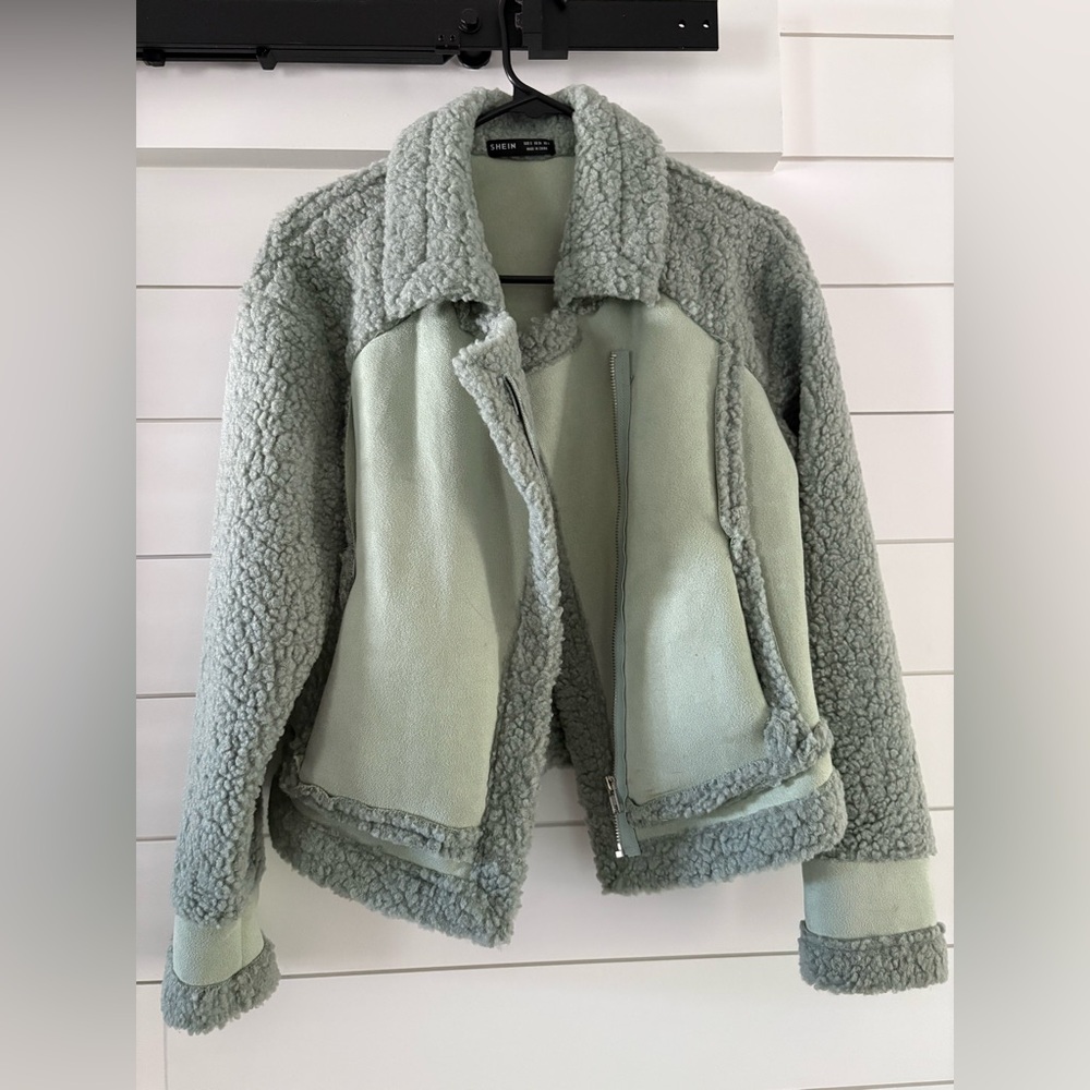 SHEIN Mint Teddy Jacket